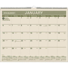 AT-A-GLANCE - 12 Sheet, 15 x 12", Wall Calendar - Green & White - USA Tool & Supply