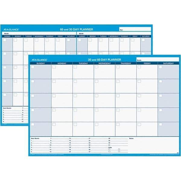 AT-A-GLANCE - 1 Sheet, 48 x 32", Erasable Wall Calendar - White & Blue - USA Tool & Supply