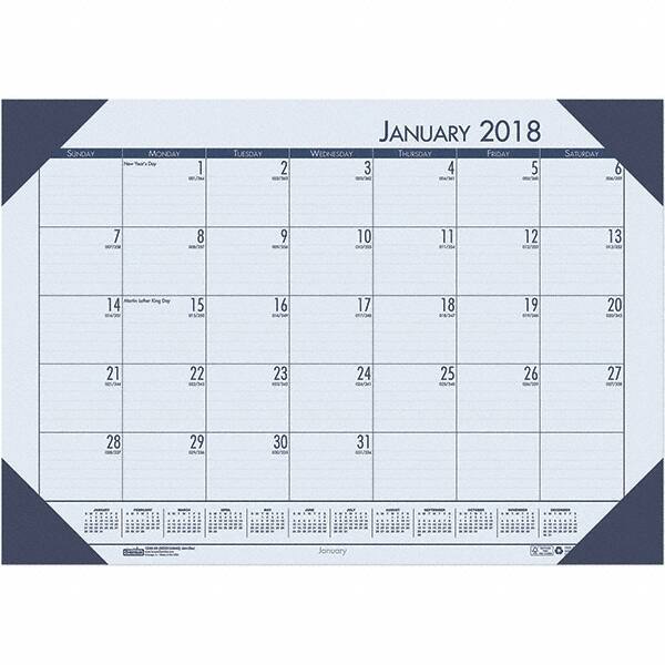 House of Doolittle - 12 Sheet, 22 x 17", Desk Pad Calendar - Ocean Blue - USA Tool & Supply