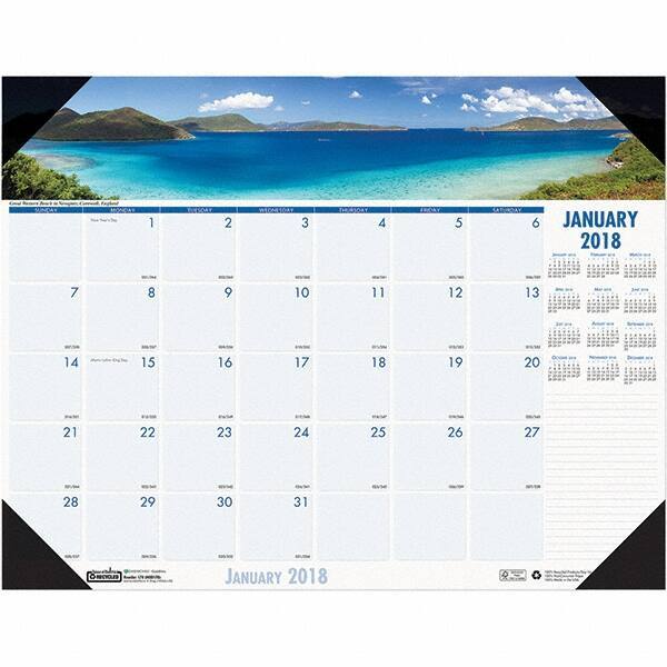 House of Doolittle - 12 Sheet, 22 x 17", Desk Pad Calendar - Coastlines - USA Tool & Supply