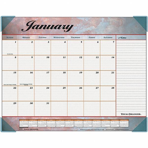 AT-A-GLANCE - 12 Sheet, 22 x 17", Desk Pad Calendar - Marble Burgundy - USA Tool & Supply