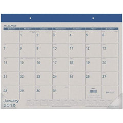 AT-A-GLANCE - 12 Sheet, 22 x 17", Desk Pad Calendar - Blue - USA Tool & Supply