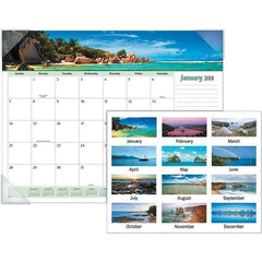 AT-A-GLANCE - 12 Sheet, 22 x 17", Desk Pad Calendar - Seascapes - USA Tool & Supply