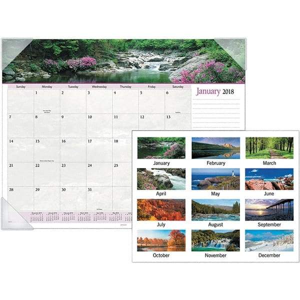 AT-A-GLANCE - 12 Sheet, 22 x 17", Desk Pad Calendar - Landscapes - USA Tool & Supply