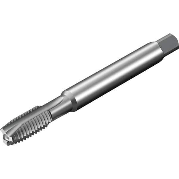 Sandvik Coromant - 3 Flute, AlCrN Finish, Powdered Metal High Speed Steel Spiral Point Tap - Plug Chamfer, 20mm Thread Length, 10mm Shank Diam, 6HX Class of Fit - Exact Industrial Supply