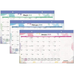 AT-A-GLANCE - 12 Sheet, 17-3/4 x 10-7/8", Desk Pad Calendar - Watercolors - USA Tool & Supply