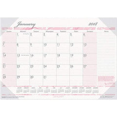 House of Doolittle - 12 Sheet, 18-1/2 x 13", Desk Pad Calendar - Pink & Gray - USA Tool & Supply