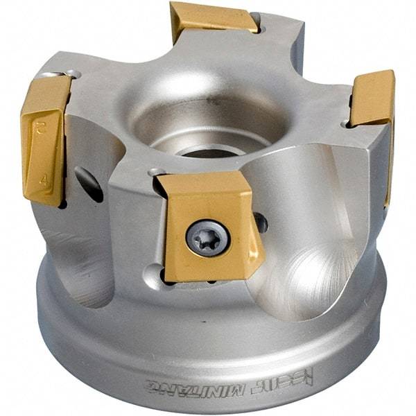 Iscar - 6 Inserts, 2-1/2" Cut Diam, 1" Arbor Diam, 0.63" Max Depth of Cut, Indexable Square-Shoulder Face Mill - 0/90° Lead Angle, 1-3/4" High, T490 LN.T 1607 Insert Compatibility, Through Coolant, Series Helitang - USA Tool & Supply