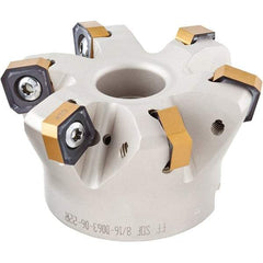 Iscar - 7 Inserts, 3.211" Cutter Diam, 0.047" Max Depth of Cut, Indexable High-Feed Face Mill - 1" Arbor Hole Diam, 2-3/4" High, FF SOF Toolholder, ON.U 05, OXMT 0507, S845 SN.U 13 Inserts, Series Helido - USA Tool & Supply