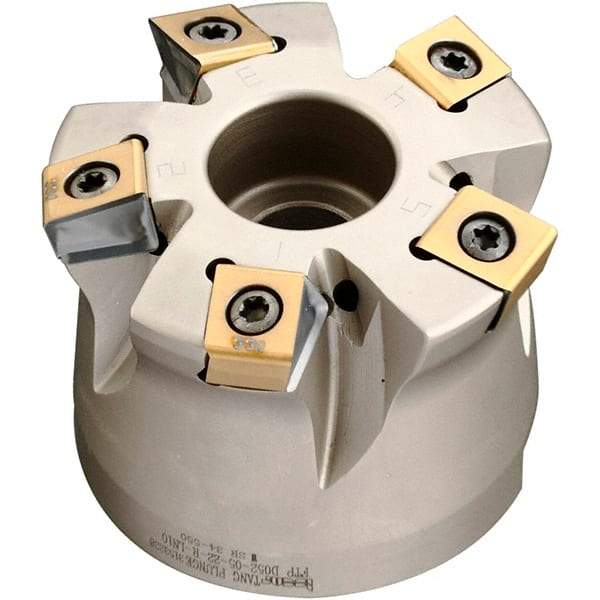 Iscar - 5 Inserts, 2" Cutter Diam, 0.071" Max Depth of Cut, Indexable High-Feed Face Mill - 3/4" Arbor Hole Diam, 1.57" High, FTP-LN10 Toolholder, LNHT 1006 Inserts, Series Helitang - USA Tool & Supply