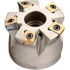 Iscar - 5 Inserts, 2" Cutter Diam, 0.071" Max Depth of Cut, Indexable High-Feed Face Mill - 3/4" Arbor Hole Diam, 1.57" High, FTP-LN10 Toolholder, LNHT 1006 Inserts, Series Helitang - USA Tool & Supply