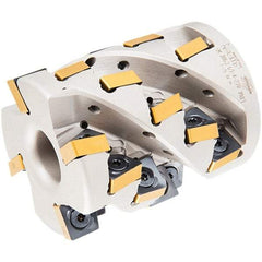 Iscar - 18 Inserts, 63mm Cut Diam, 27mm Arbor Diam, 69mm Max Depth of Cut, Indexable Square-Shoulder Face Mill - 80mm High, XNMU 1306 Insert Compatibility, Through Coolant, Series HeliSlot - USA Tool & Supply