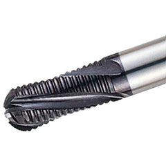 Iscar - 8mm Diam, 16mm LOC, 3 Flute Solid Carbide Roughing Ball End Mill - TiAlN Finish, 63mm OAL, 8mm Shank Diam, Single End, 20° Helix - USA Tool & Supply
