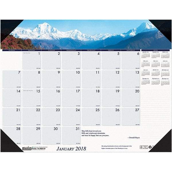 House of Doolittle - 12 Sheet, 22 x 17", Desk Pad Calendar - Mountains - USA Tool & Supply