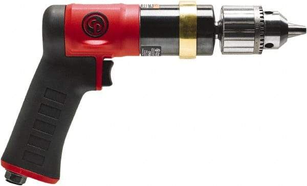 Chicago Pneumatic - 1/2" Keyed Chuck - Pistol Grip Handle, 600 RPM, 0.5 hp, 90 psi - USA Tool & Supply