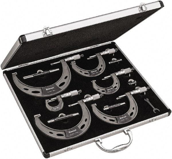 Starrett - Mechanical Outside Micrometer Sets Minimum Measurement (Inch): 0 Maximum Measurement (Inch): 6 - USA Tool & Supply