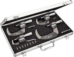 Starrett - Mechanical Outside Micrometer Sets Minimum Measurement (Inch): 0 Maximum Measurement (Inch): 4 - USA Tool & Supply