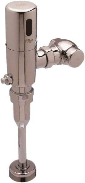 Zurn - 3/4" Spud Coupling, 1" Pipe, Urinal Automatic Flush Valve - Single Flush, 0.125 Gal per Flush, Chrome Cover, Powered by 4 AA Batteries - USA Tool & Supply