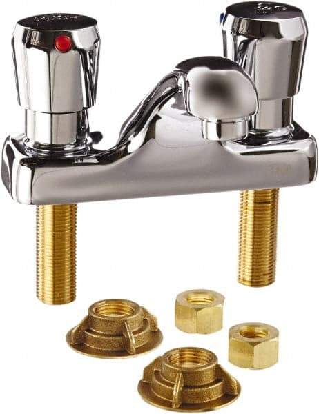 Zurn - Integral, Metering Faucet, Chrome Plated Deck Mount, Lavatory Metering Faucet - Push Button Handle - USA Tool & Supply