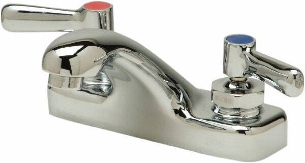 Zurn - Integral, Two Handle, Chrome Plated Deck Mount, Laundry Faucet - Lever Handle - USA Tool & Supply