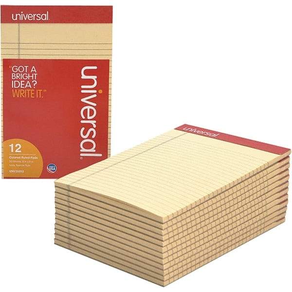 UNIVERSAL - 50 Sheet, 5 x 8", Narrow Note Pad - Ivory - USA Tool & Supply