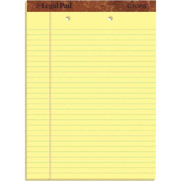 TOPS - 50 Sheet, 8-1/2 x 11-3/4", Legal/Wide (Style) Legal Pad - Canary - USA Tool & Supply