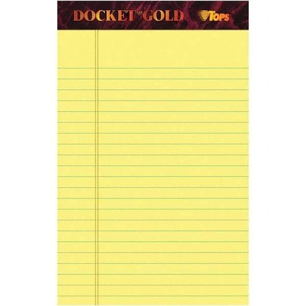 TOPS - 50 Sheet, 5 x 8", Narrow Writing Pad - Canary - USA Tool & Supply