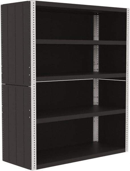 Valley Craft - 4 Shelves, 10,000 Lb Capacity, Enclosed Shelving - 60" Wide x 24" Deep x 72" High, Gray - USA Tool & Supply