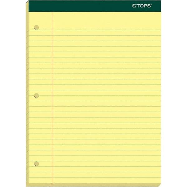 TOPS - 100 Sheet, 8-1/2 x 11-3/4", Legal/Wide (Style) Writing Pad - Canary - USA Tool & Supply