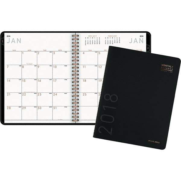 AT-A-GLANCE - 24 Sheet, 6-7/8 x 8-3/4", Monthly Planner - Black - USA Tool & Supply