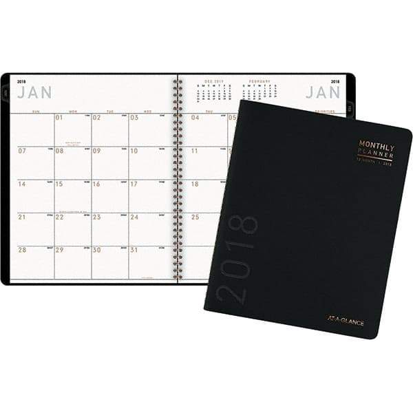 AT-A-GLANCE - 48 Sheet, 8-7/8 x 11", Monthly Planner - Black - USA Tool & Supply