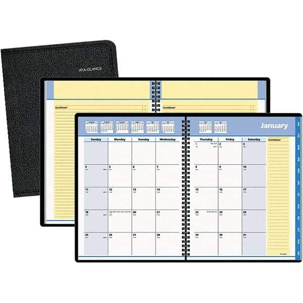 AT-A-GLANCE - 24 Sheet, 6-7/8 x 8-3/4", Monthly Planner - Black - USA Tool & Supply