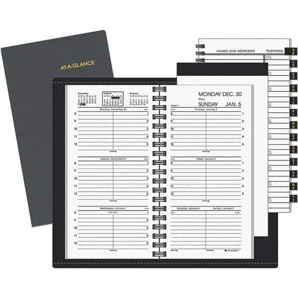 AT-A-GLANCE - 104 Sheet, 3-1/4 x 6-1/4", Weekly Appointment Book - Black & White - USA Tool & Supply