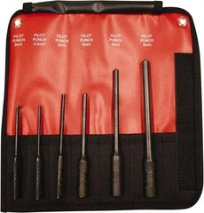 Mayhew - 6 Piece, 3 to 8mm, Pin & Pilot Punch Set - Hex Shank, Steel, Comes in Kit Bag - USA Tool & Supply