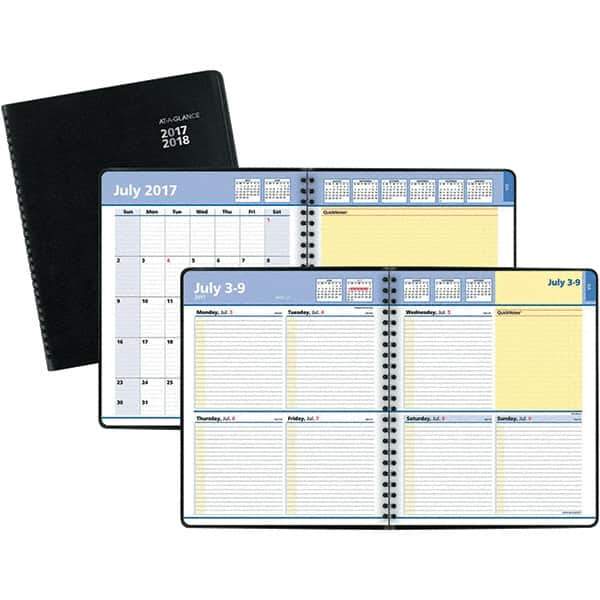 AT-A-GLANCE - 104 Sheet, 8 x 9-7/8", Weekly/Monthly Planner - Black - USA Tool & Supply