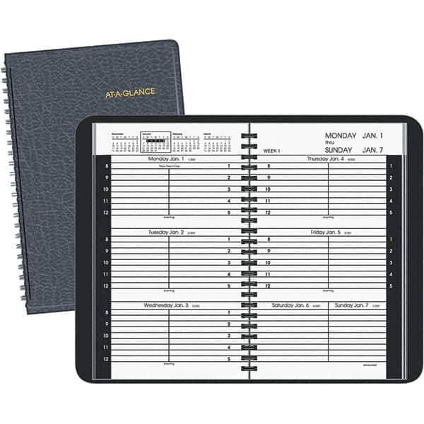 AT-A-GLANCE - 104 Sheet, 4-7/8 x 8", Weekly Appointment Book - Black - USA Tool & Supply