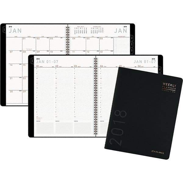 AT-A-GLANCE - 160 Sheet, 8-1/4 x 10-7/8", Weekly/Monthly Planner - Black - USA Tool & Supply