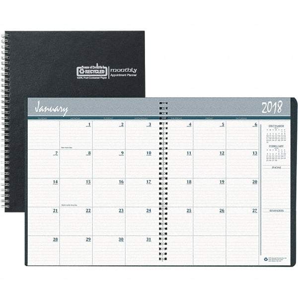 House of Doolittle - 32 Sheet, 8-1/2 x 11", Monthly Planner - Black - USA Tool & Supply