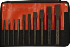 Mayhew - 10 Piece Cold Chisel Set - Hot Forged Carbon Steel, Sizes Included 1/4 to 1" - USA Tool & Supply