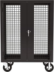 Valley Craft - 2,000 Lb Capacity, 4-Sided Steel Security Truck - 24" Long x 48" Wide x 66" High, 8" Diam Mold-On Rubber Wheels - USA Tool & Supply