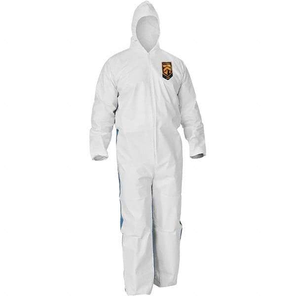 KleenGuard - Size 2XL SMS General Purpose Coveralls - Blue, Zipper Closure, Elastic Cuffs, Elastic Ankles, Serged Seams - USA Tool & Supply