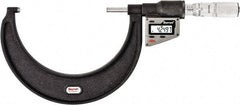 Starrett - 101 to 127 mm Range, 0.0001" Resolution, Standard Throat, Electronic Outside Micrometer - 0.0002" Accuracy, Friction Thimble, Micro Lapped Carbide Face, CR2450 Battery, Includes 3V Battery - USA Tool & Supply