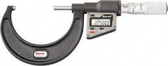 Starrett - 50.8 to 76 mm Range, 0.0001" Resolution, Standard Throat, Electronic Outside Micrometer - 0.0001" Accuracy, Friction Thimble, Micro Lapped Carbide Face, CR2450 Battery, Includes 3V Battery - USA Tool & Supply