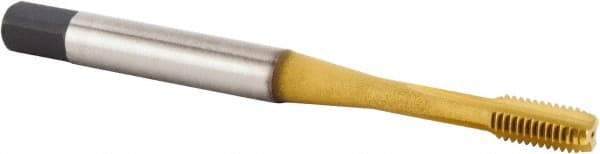 Kennametal - M5x0.80 Metric Coarse 6HX 3 Flute TiN Finish Powdered Metal Straight Flute Machine Tap - Modified Bottoming, Right Hand Thread, 70mm OAL, 10mm Thread Length, Oversize, Through Coolant - Exact Industrial Supply