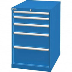 LISTA - 5 Drawer, 46 Compartment Bright Blue Steel Modular Storage Cabinet - USA Tool & Supply