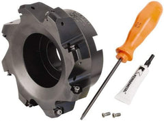 Kennametal - 5" Cut Diam, 1-1/2" Arbor Hole, 3.23mm Max Depth of Cut, 45° Indexable Chamfer & Angle Face Mill - 8 Inserts, HNGJ 0604... Insert, Right Hand Cut, 8 Flutes, Through Coolant, Series Dodeka Mini - USA Tool & Supply