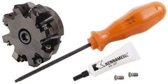 Kennametal - 2" Cut Diam, 3/4" Arbor Hole, 3.23mm Max Depth of Cut, 45° Indexable Chamfer & Angle Face Mill - 8 Inserts, HNGJ 0604... Insert, Right Hand Cut, 8 Flutes, Through Coolant, Series Dodeka Mini - USA Tool & Supply