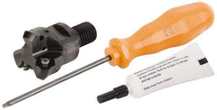 Kennametal - 45° Lead Angle, 39.93mm Max Cut Diam, 1-1/4" Min Cut Diam, 3.23mm Max Depth of Cut, Indexable Chamfer & Angle End Mill - 3 Inserts, HNGJ 0604ANENLD Insert Style, 62.61mm OAL, Through Coolant, Modular Connection - USA Tool & Supply