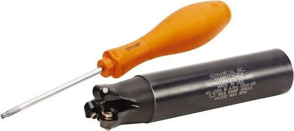 Kennametal - 1-1/4" Cutting Diam, 1-1/4" Shank Diam, 1-1/4" Max Depth of Cut, Straight Shank Indexable Copy End Mill - 3 Inserts, RP.T 43.. Insert, KSRM Toolholder, Through Coolant - USA Tool & Supply
