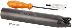Kennametal - 32mm Cutting Diam, 32mm Shank Diam, 1.26" Max Depth of Cut, Straight Shank Indexable Copy End Mill - 3 Inserts, RN.J 1204M0.. Insert, KDR Toolholder, Through Coolant - USA Tool & Supply
